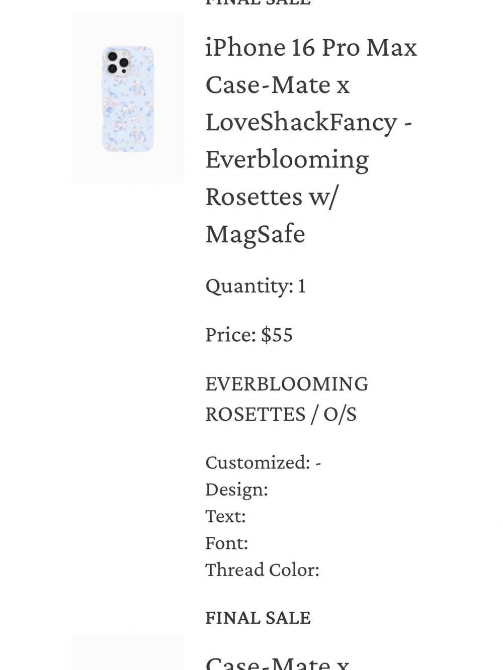 LoveShackFancy Light Blue Floral iPhone Case